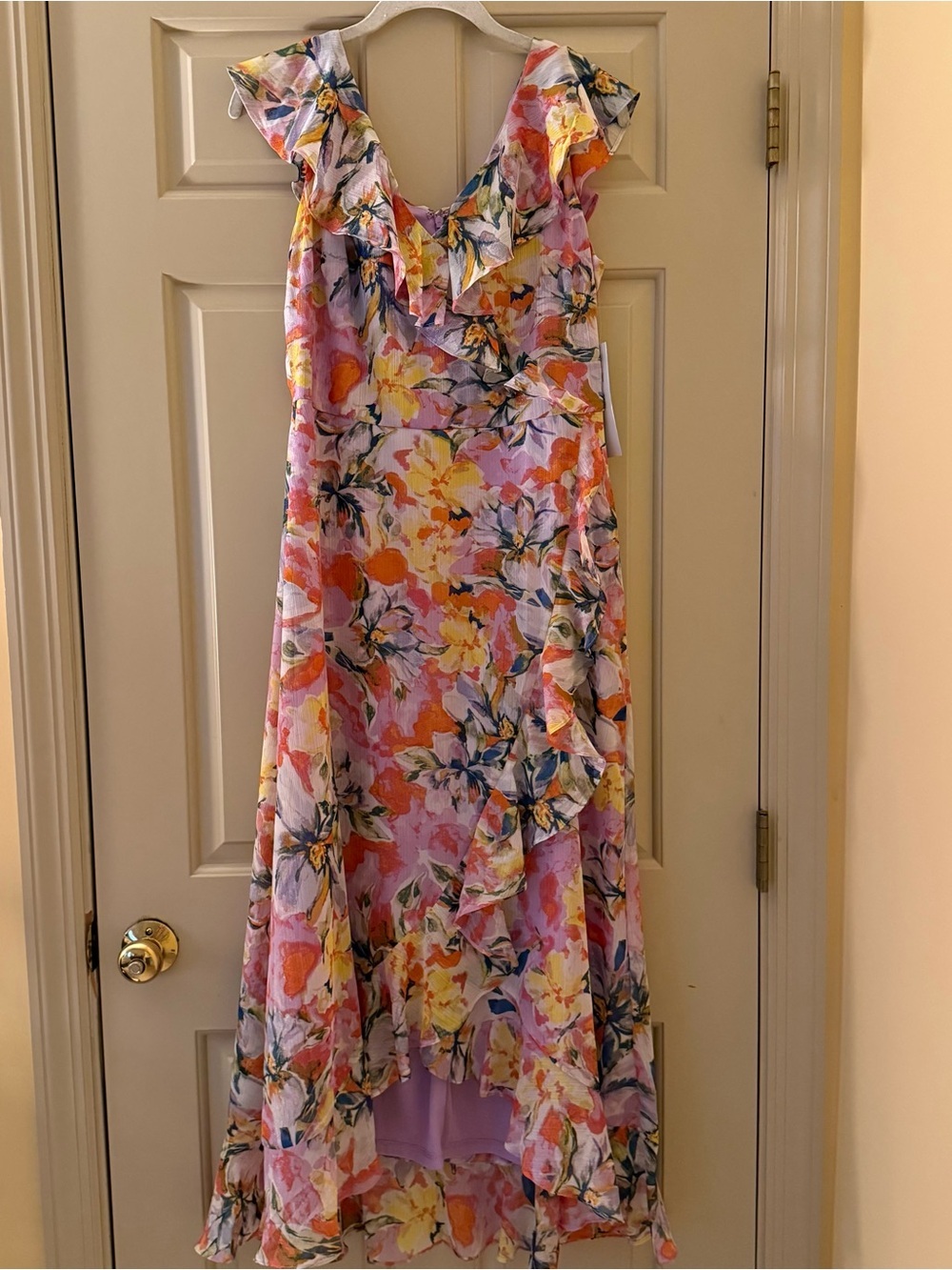 London Times Floral Ruffle Maxi Dress Size 10P